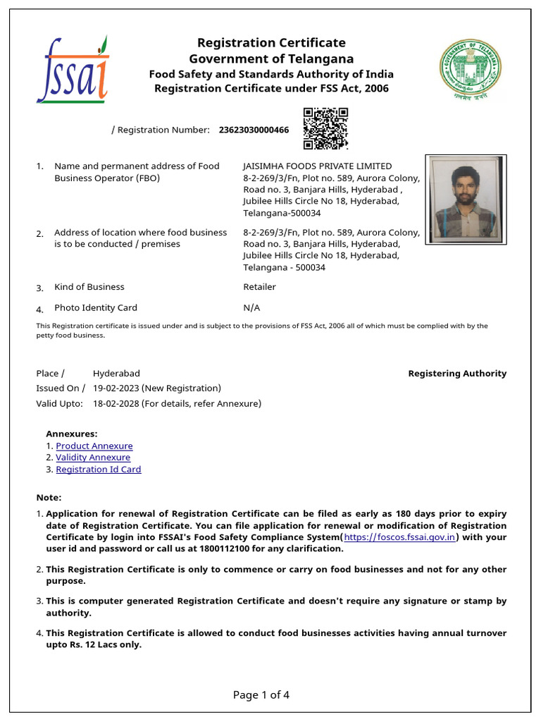 Registration Certificate | PDF | Foods | Legume