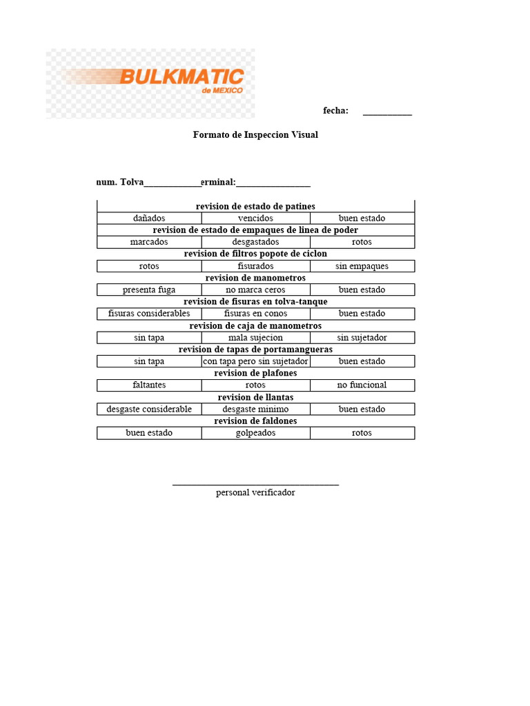 Inspección Visual de Equipos y Mantenimiento | PDF