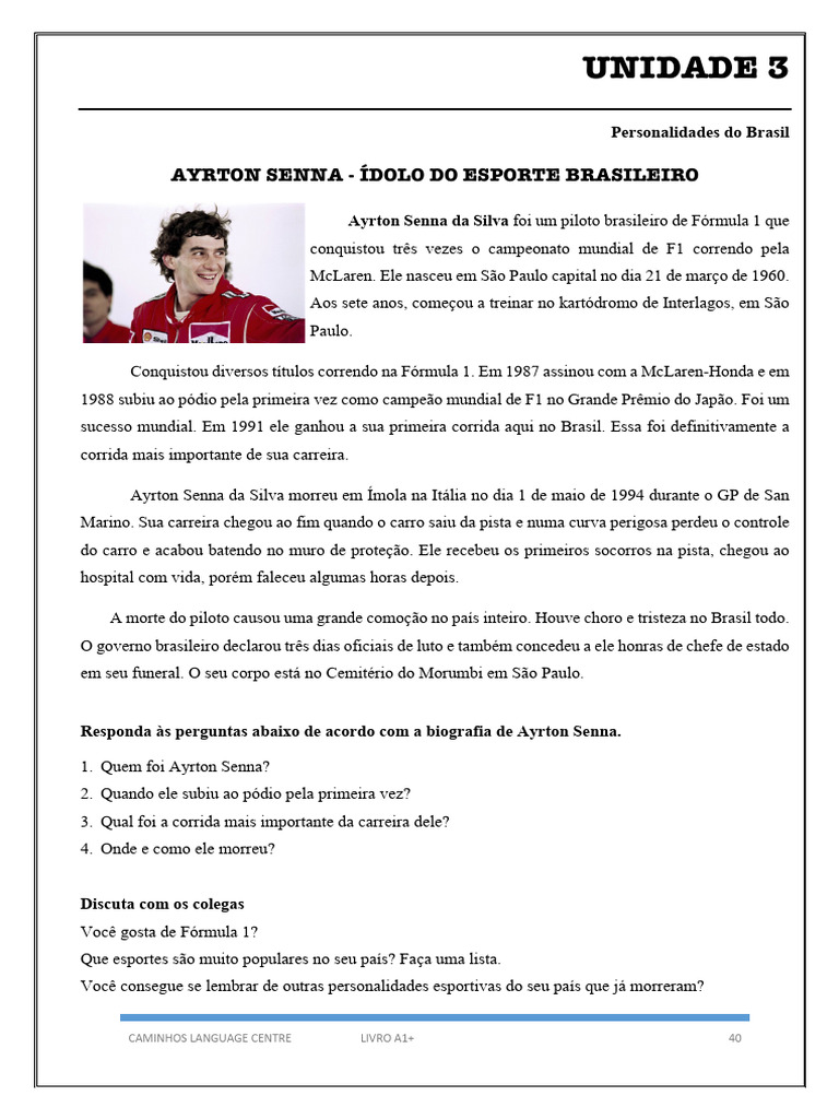 Texto sobre Ayrton Senna | PDF