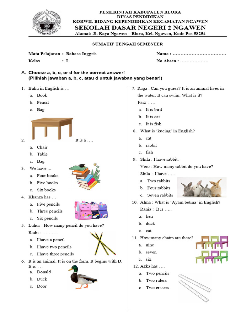 Sts Genap Kelas 1 Pdf