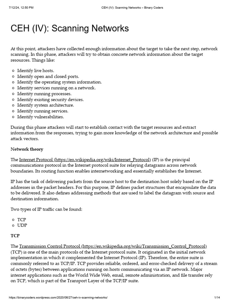 Network Scanning Techniques in CEH | PDF | Internet Protocols ...
