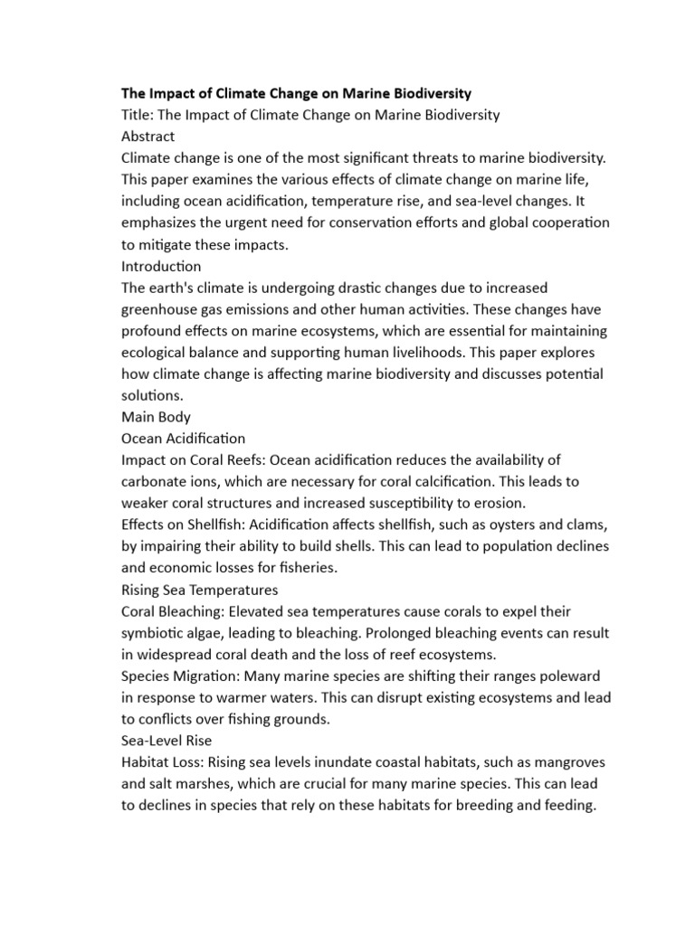 Climate Change Effects on Marine Life | PDF | Ocean Acidification ...
