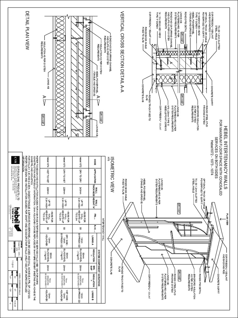 Intertenancy Walls Hebel 1072 1073 1074 | PDF | Drywall | Civil Engineering