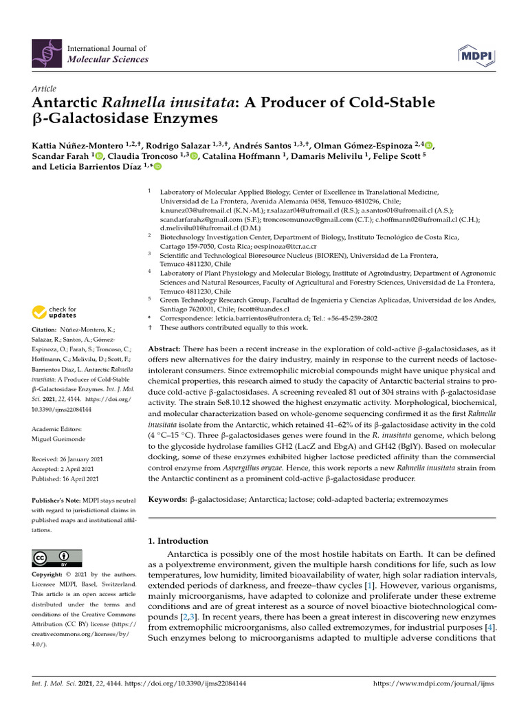 Antarctic rahnella inusitata galactosidase enzymes int j mol sci
