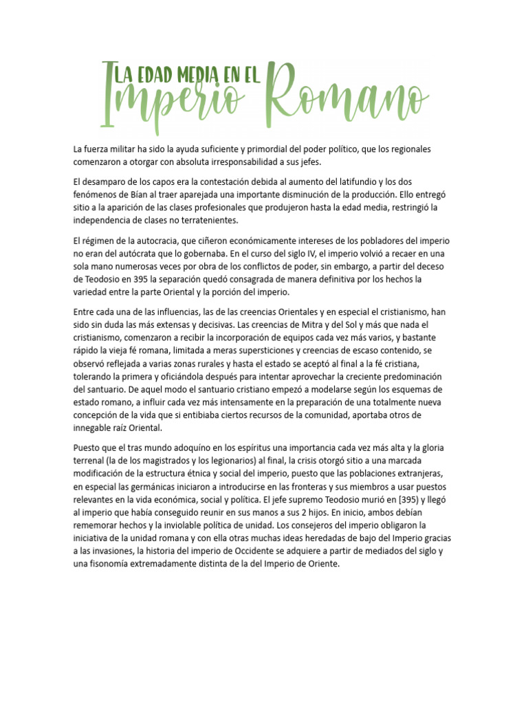 La Edad Media (Final) | PDF | imperio Romano | Edades medias
