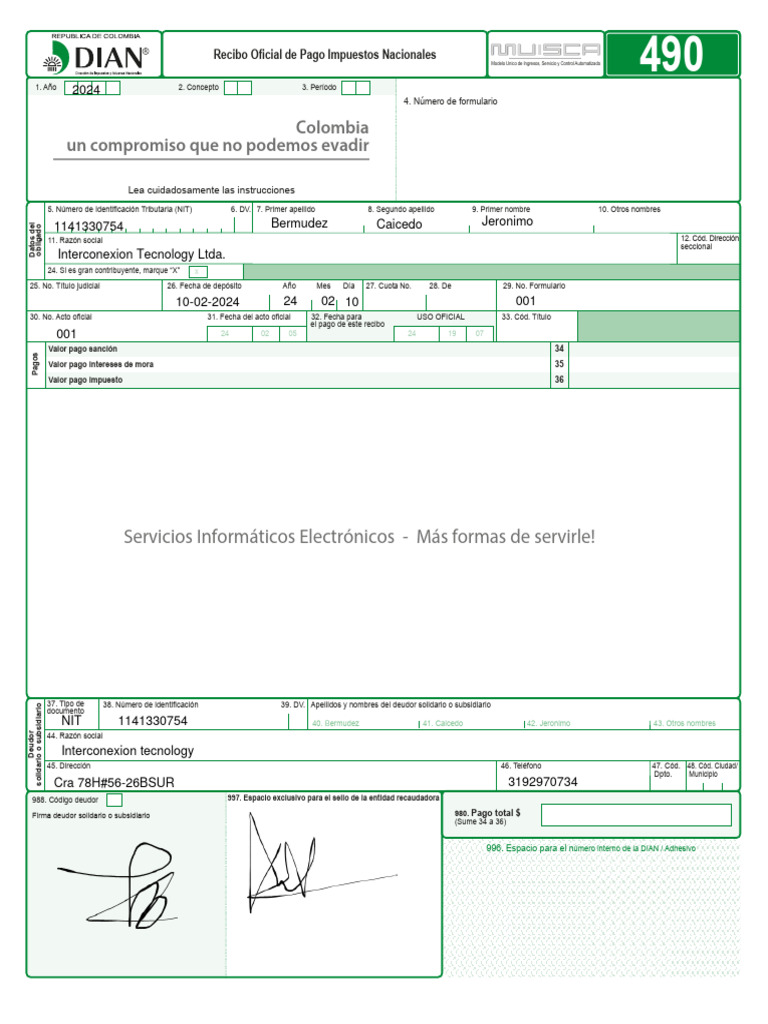 384255663-Formulario-490 JEROX | PDF | Impuestos | aduana