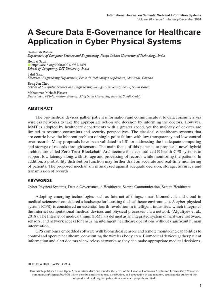 A Secure Data E-Governance For Healthcare Applicat | PDF | Computer ...