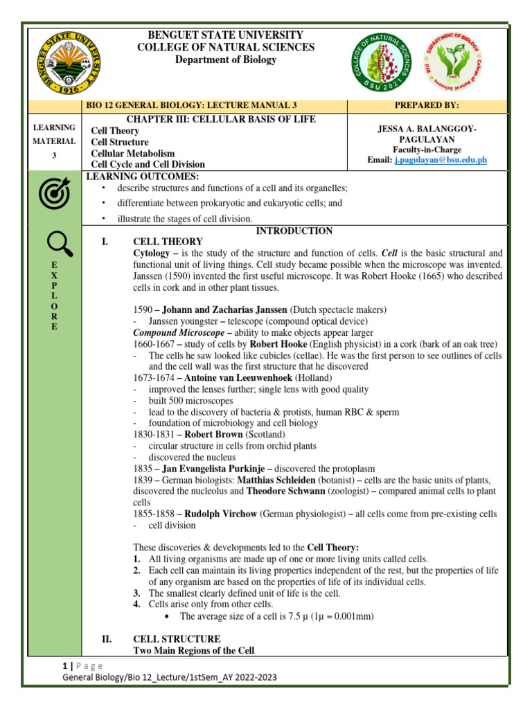 Bio 12 GenBio - Lec - Module 3 | PDF | Mitosis | Meiosis