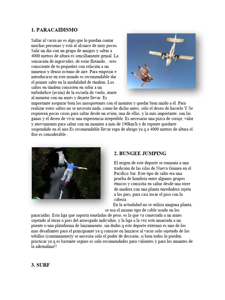 Deportes Extremos: Paracaidismo y Más | PDF | Alpinismo | Deportes ...