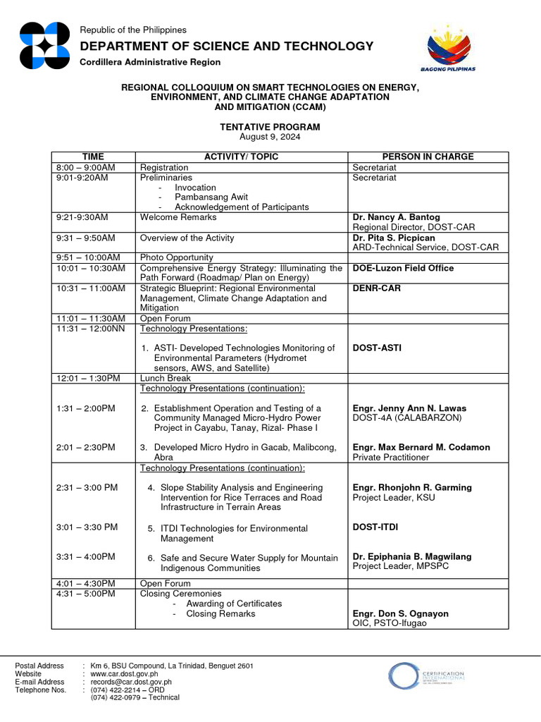 Colloquium - Tentative Program | PDF | Earth Sciences