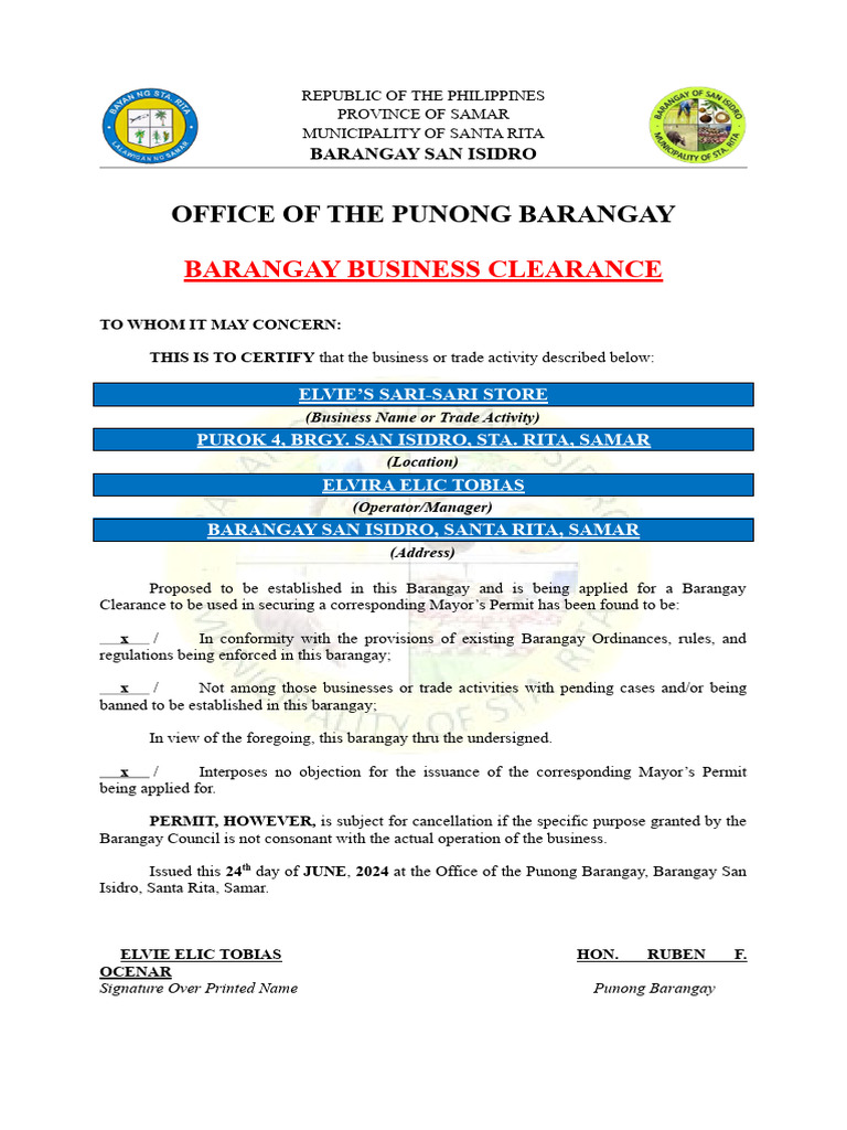 View of Business Clearance With O.R | PDF
