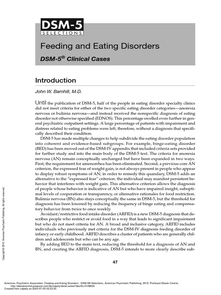 DSM 5 Clinical Cases - Feeding and Eating Disorders | PDF | Mental ...