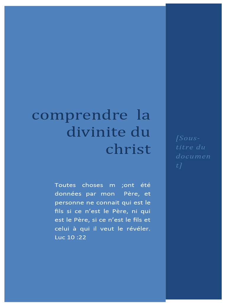 Comprendre la divinité du Christ | PDF | Dieu | Jésus