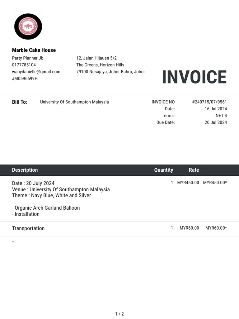 Invoice-#240715 07 0561 | PDF