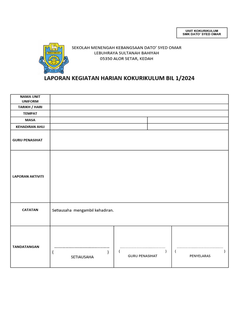 Format Laporan Unit Uniform 2024 | PDF