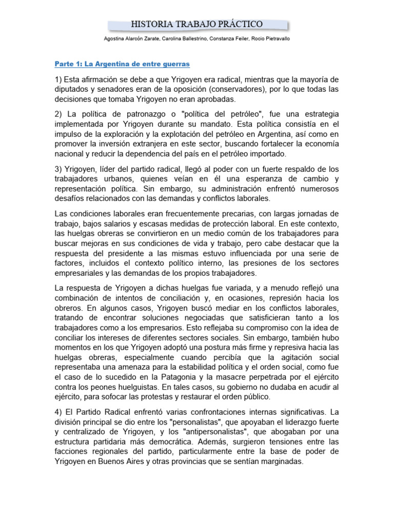 Historia Trabajo Pr ctico Listoo PDF Gran Depresion Derecho Laboral