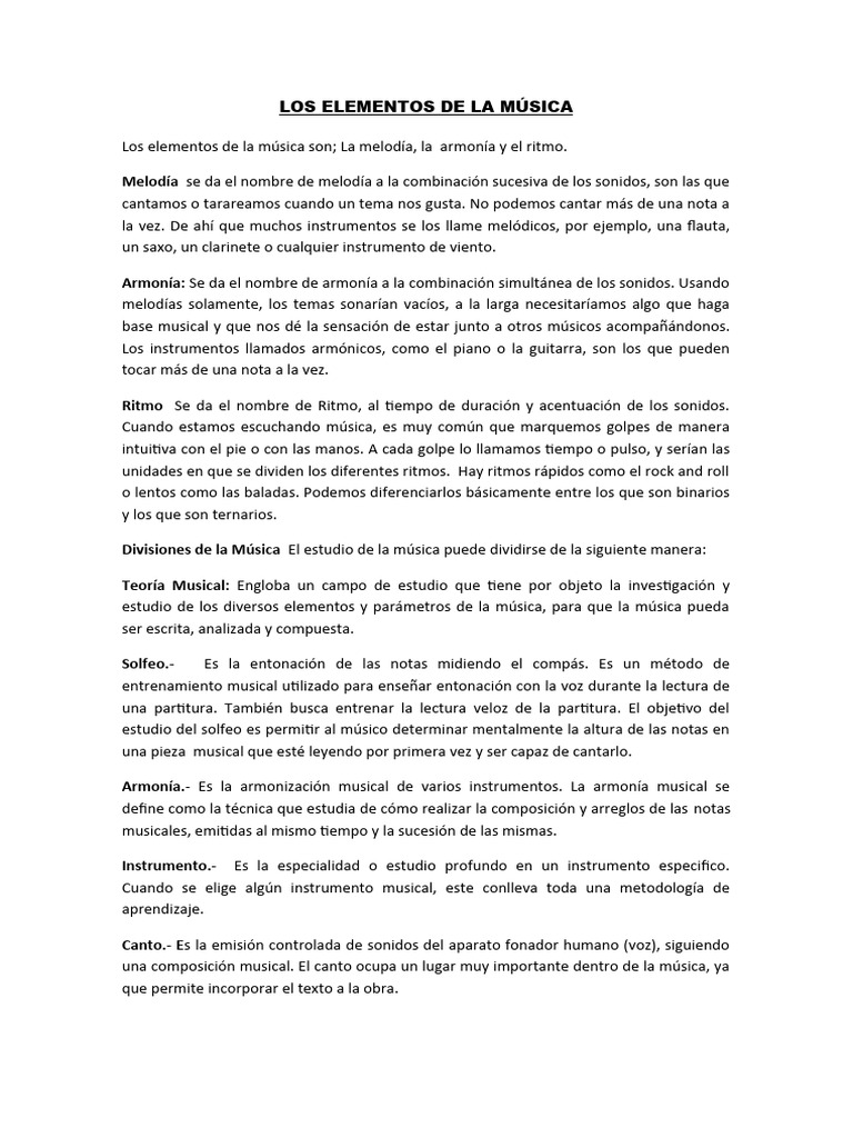 Elementos Clave de la Música: Melodía, Armonía y Ritmo | PDF | Ritmo ...