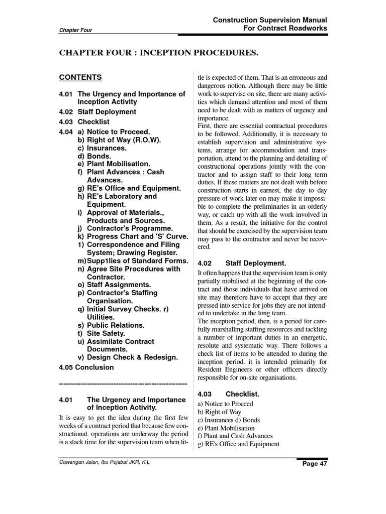 Inception Procedures for Roadworks | PDF | Employment | Insurance