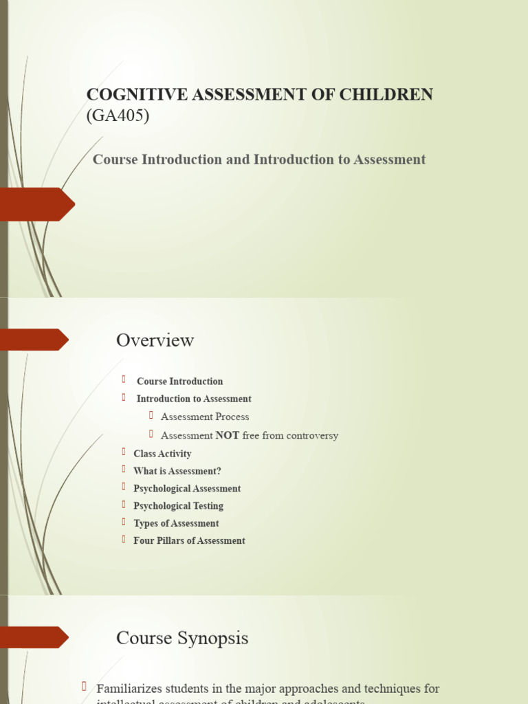 Cognitive Assessment Techniques for Children | PDF | Educational ...