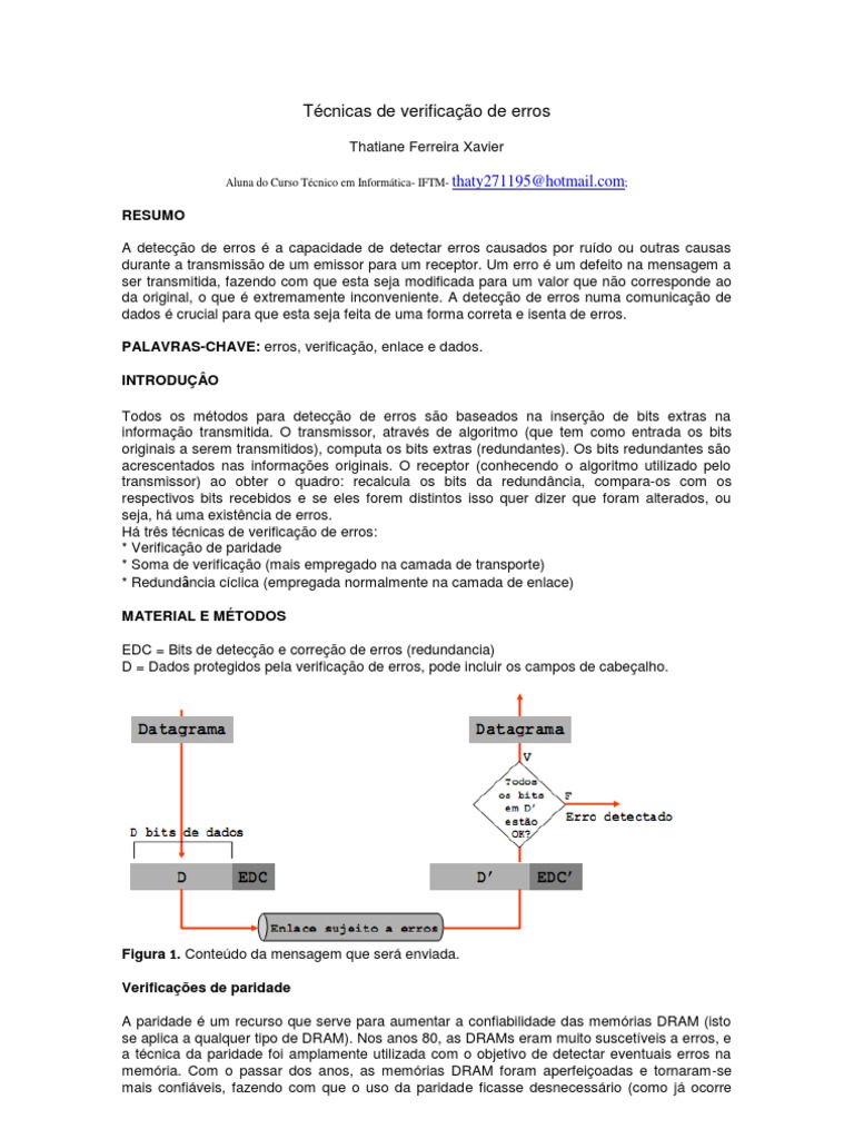 Técnicas de Detecção de Erros em Dados | PDF | Erro de detecção e ...