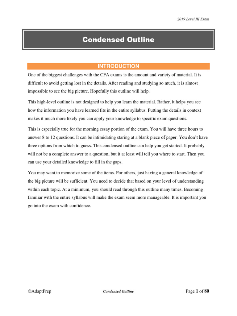 Cfa Level III Condensed Outline | PDF | Fixed Income | Asset Allocation