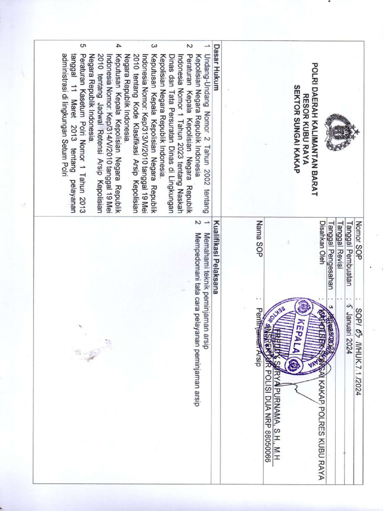 Sop Pinjam Arsip | PDF