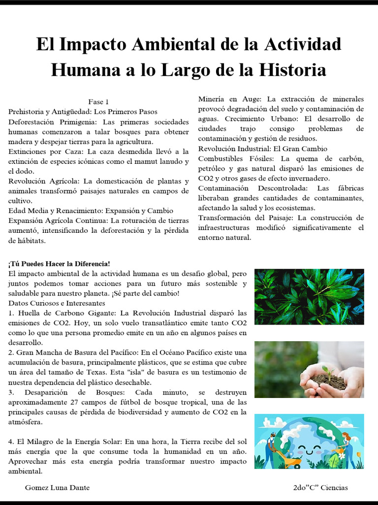 Impacto Humano en el Medio Ambiente | PDF | Contaminación | Destrucción ...