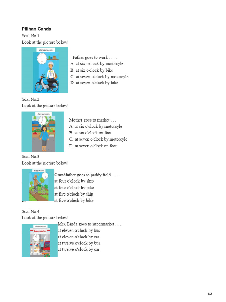 Soal Transportasi Kelas 4 Inggris | PDF | Language Arts & Discipline