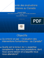 Le contexte des évaluations humanitaires au Canada 