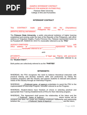 141. FORMAT Internship Contract 1 Outside PSU