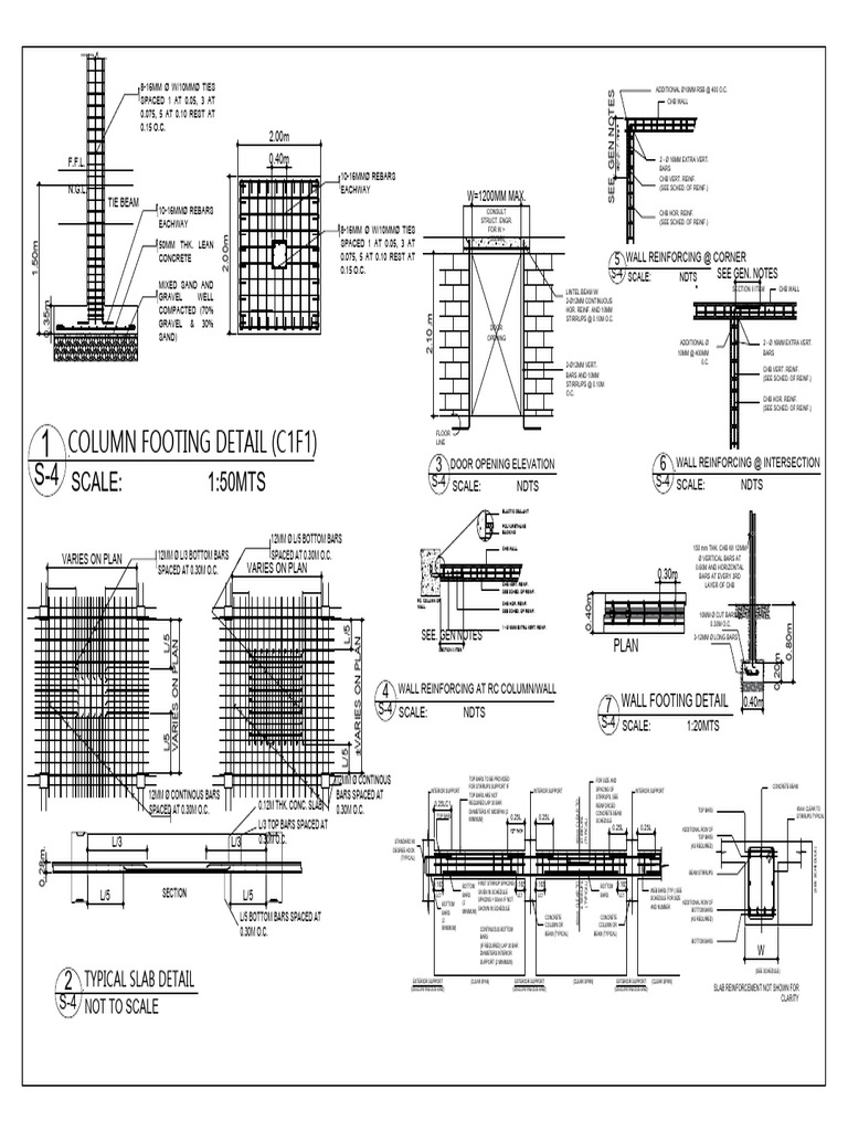 Column and Footing Reinforcement Details | PDF | Concrete | Composite ...