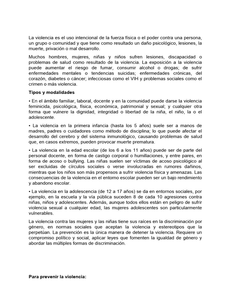 Prevención de la violencia en la infancia | PDF | Violencia | Abuso ...