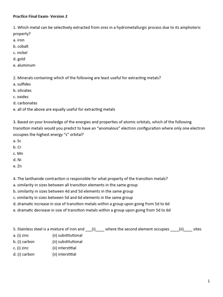 1220+Final+Practice+Exam+ (v2) +for+students | PDF | Coordination ...