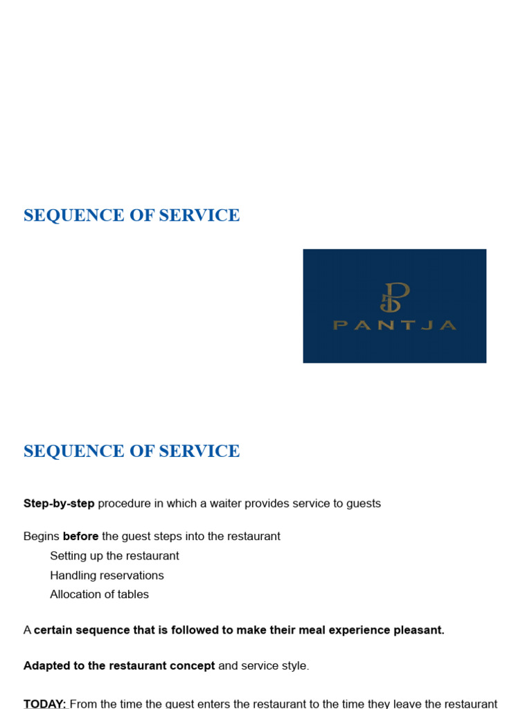 Sequence of Service Server | PDF | Waiting Staff | Restaurants