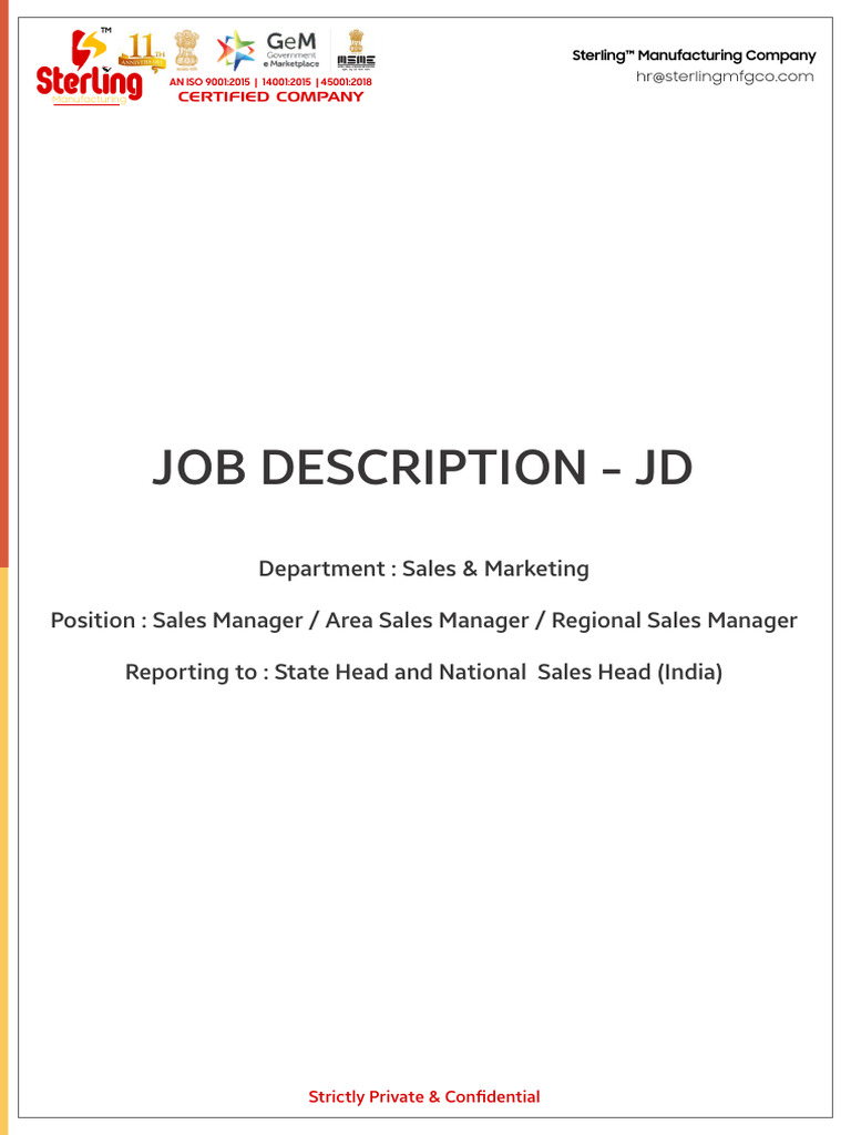 JD - Sales & Marketing - 2024 Sterling | PDF | Retail | Sales