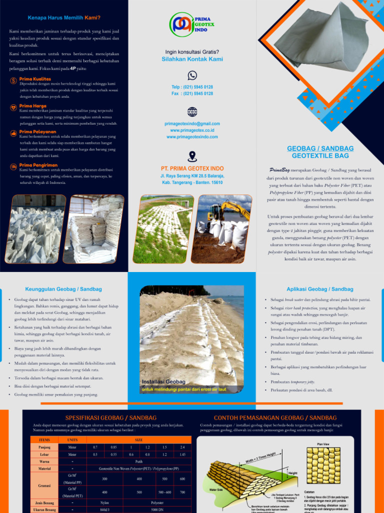 Brosur Geobag Sandbag - PT. Prima Geotex Indo | PDF