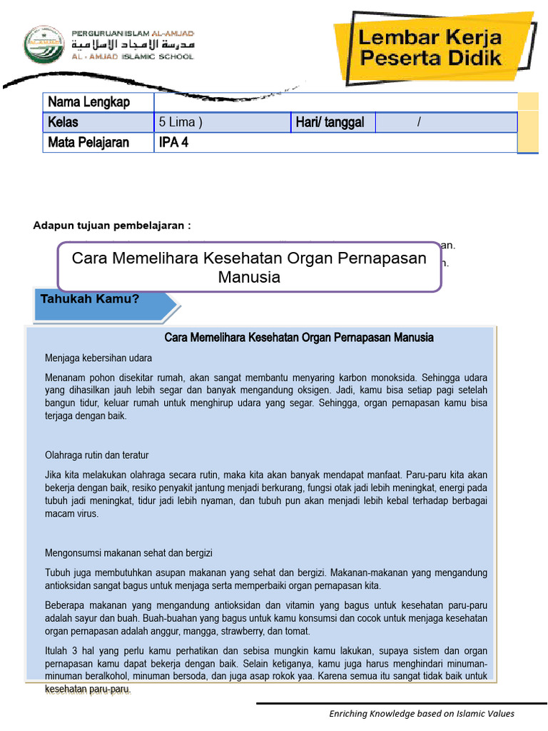 LKPD Ipa 4 | PDF | Kesehatan Holistik | Sains & Matematika