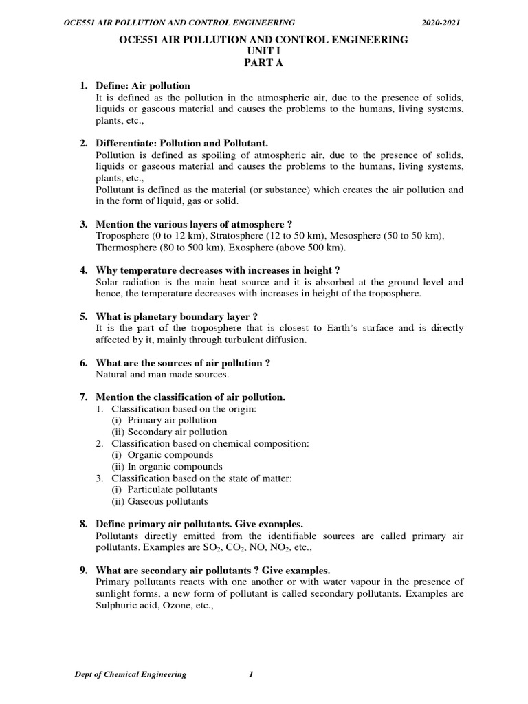 Air Pollution Control Engineering Guide | PDF | Atmosphere Of Earth ...