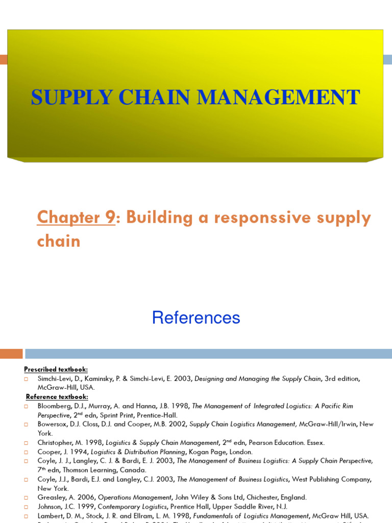 Topic 9 Building Responsive Supply Chain Pdf Lean Manufacturing