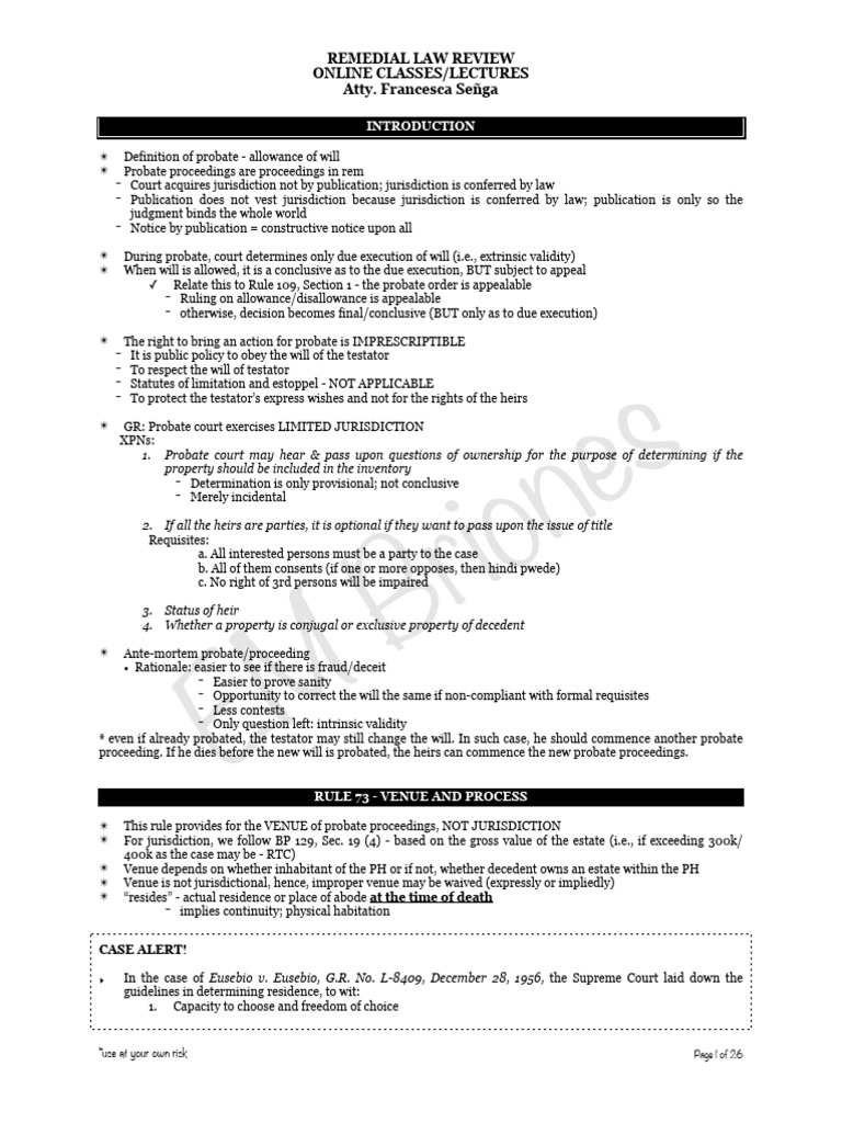 Probate Law Essentials and Proceedings Guide | PDF | Mortgage Law ...
