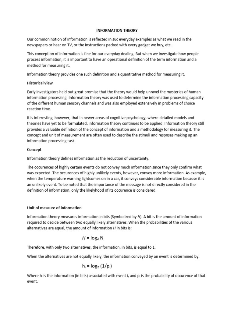 Information theory pdf information percentage