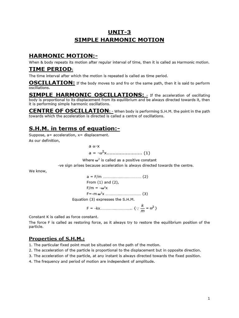 Understanding Simple Harmonic Motion | PDF | Oscillation | Rotation ...