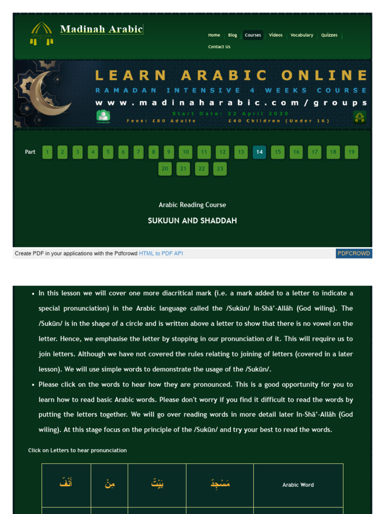 WWW Madinaharabic Com Arabic Reading Course Lessons L000 014 | PDF ...