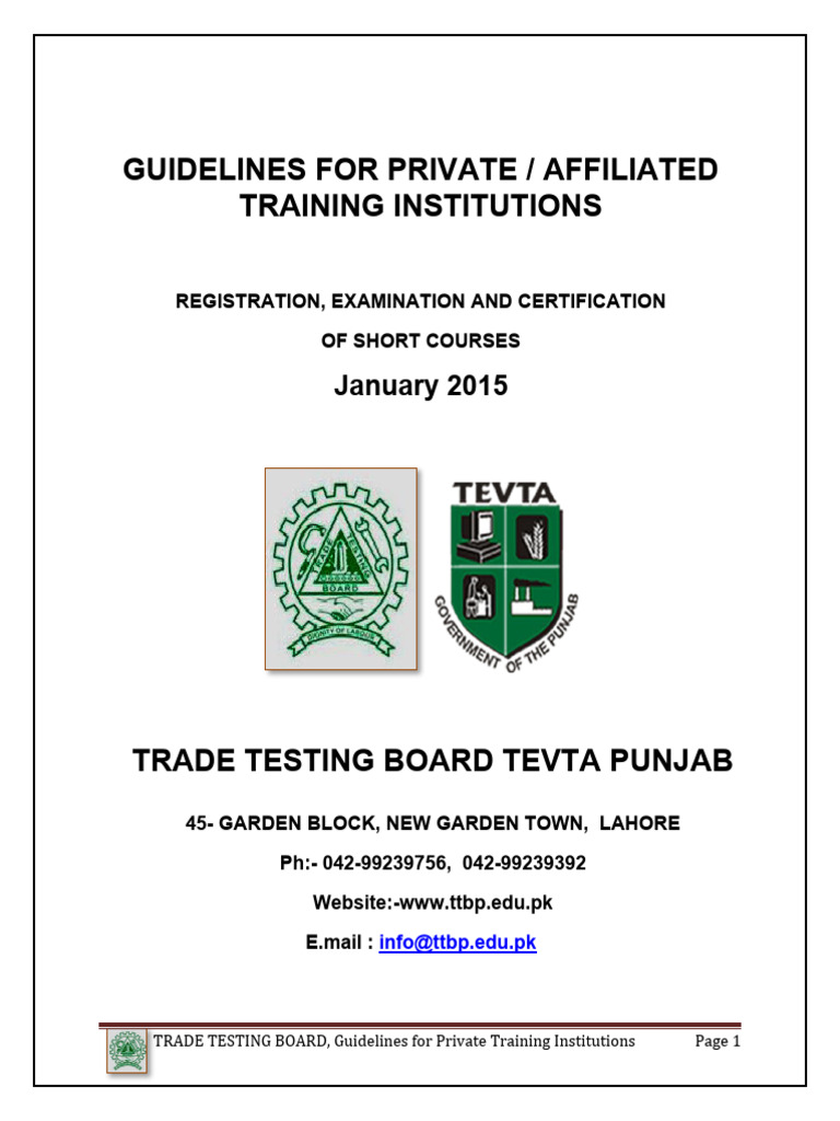 TTB Guidelines for Short Course Registration | PDF | Vocational ...