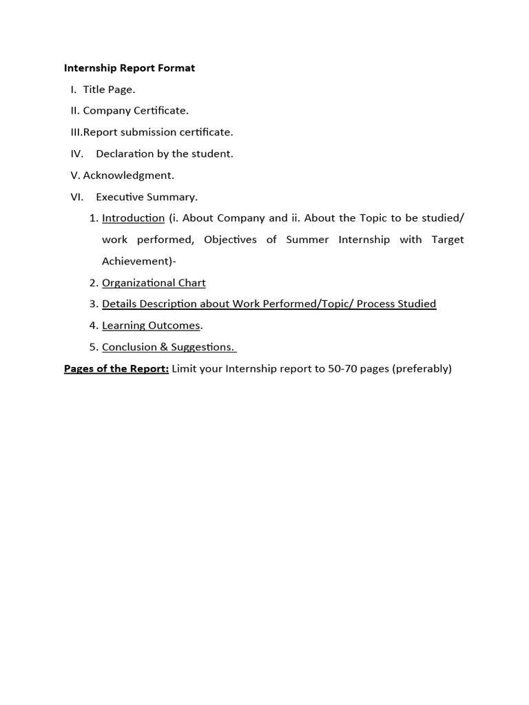 Internship Report Format Pdf Finance Money Management