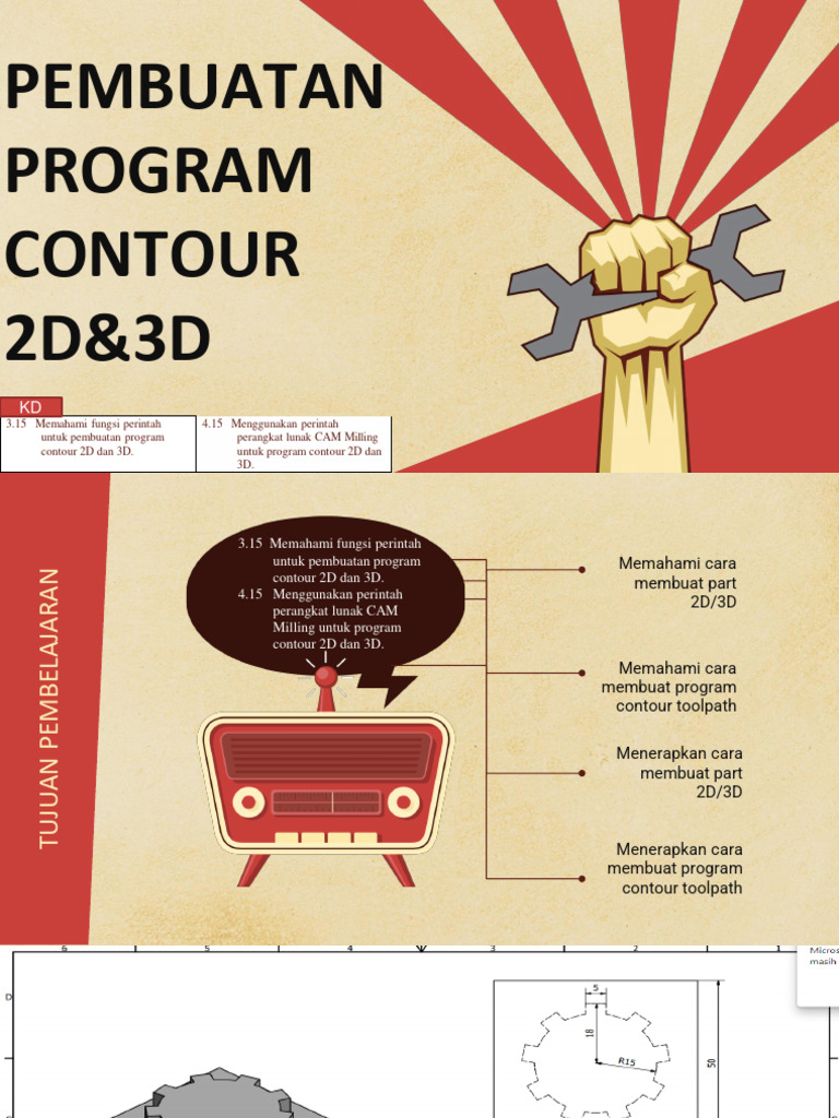 Program Contour 2D & 3D dengan CAM | PDF