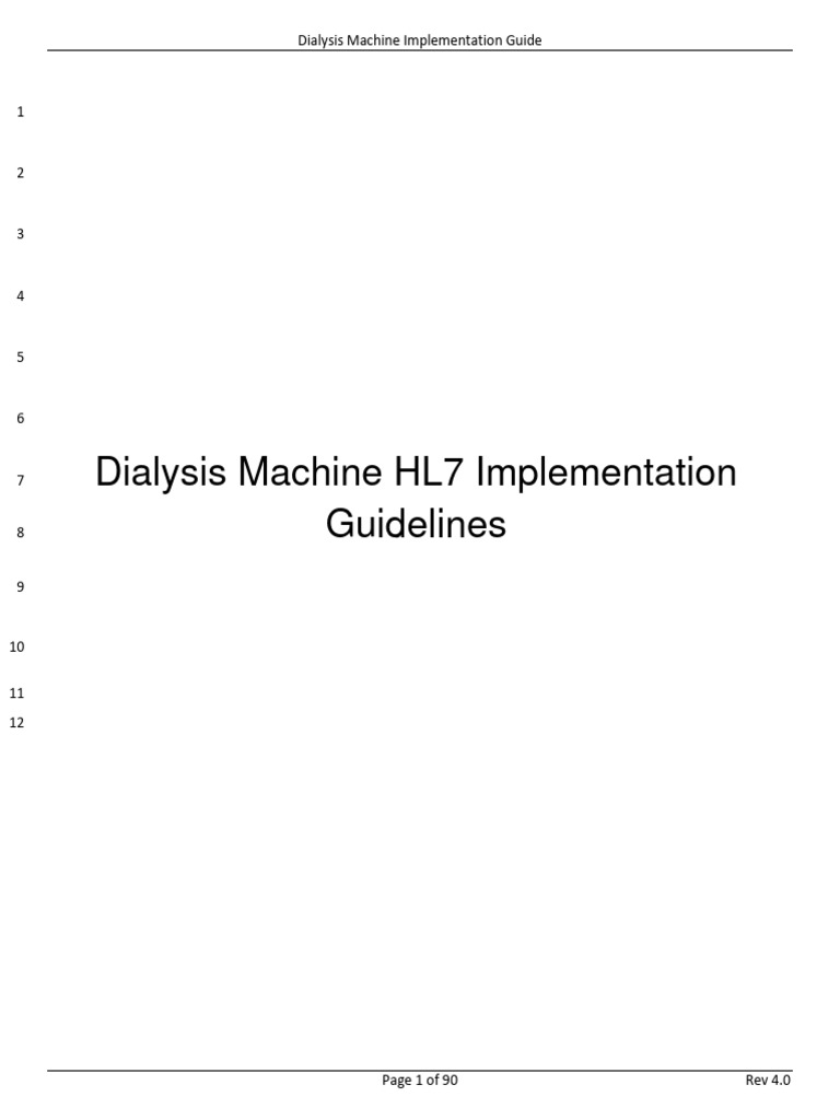 Dialysis Machine HL7 Implementation Guide Rev4 | PDF | Electronic ...