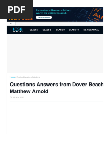 Questions Answers From Dover Beach by Matthew Arnold