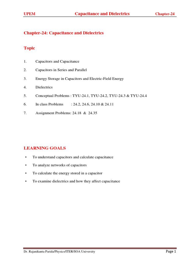 24 Capacitance And Dielectrics Pdf Capacitor Capacitance