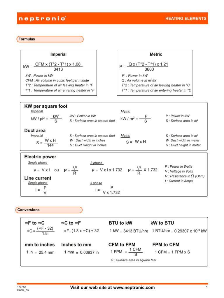 Heater Calculation Pdf Volume Watt